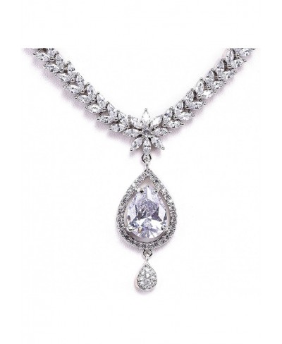 Women's Gold Tone Cubic Zirconia Pendant Necklace Earrings Set for Brides and Weddings RV2916 $24.07 Jewelry Sets