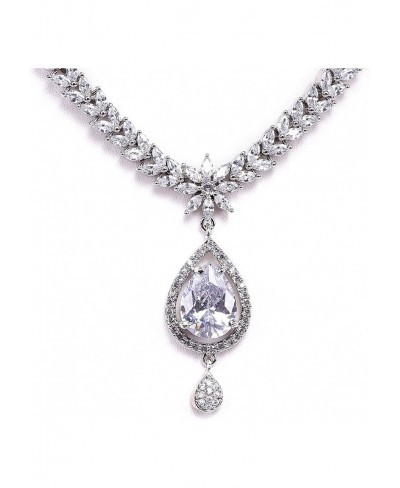 Women's Gold Tone Cubic Zirconia Pendant Necklace Earrings Set for Brides and Weddings RV2916 $24.07 Jewelry Sets