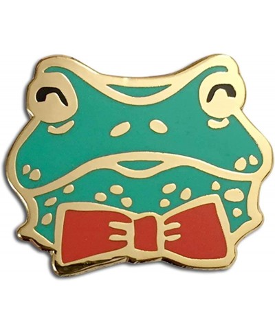 Green Frog Enamel Pin with Red Bowtie for Backpacks Frog Gifts $10.50 Brooches & Pins