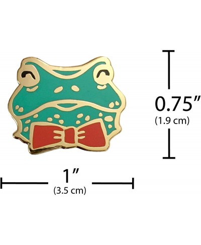 Green Frog Enamel Pin with Red Bowtie for Backpacks Frog Gifts $10.50 Brooches & Pins