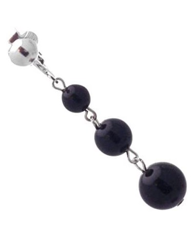 Aibreann Silver plated Black Bead Drop Clip On Earrings $21.82 Clip-Ons