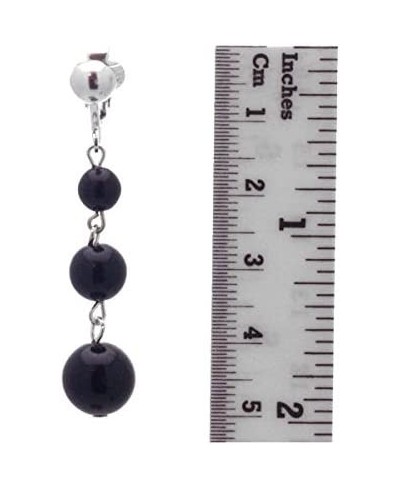 Aibreann Silver plated Black Bead Drop Clip On Earrings $21.82 Clip-Ons