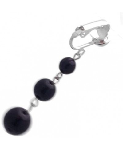 Aibreann Silver plated Black Bead Drop Clip On Earrings $21.82 Clip-Ons