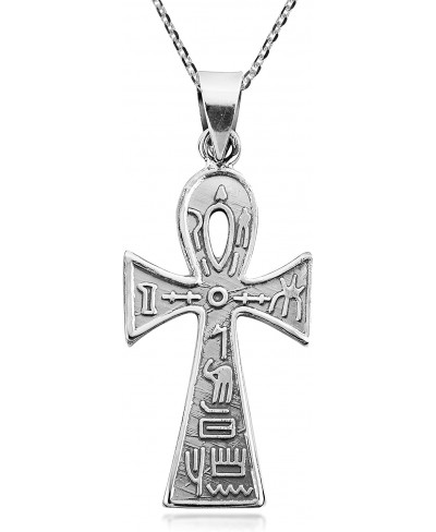 Eternal Ankh Cross With Hieroglyphics .925 Sterling Silver Pendant Necklace Pendant Necklace Sterling Silver Necklace Sterlin...