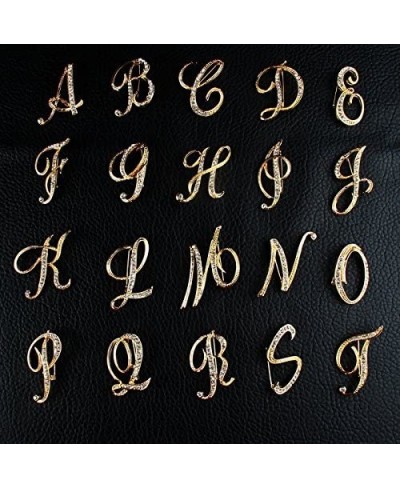 Gold Alloy Crystal 26 Alphabet English Letters Initial Personalized Charms Brooch Pin Jewelry Gift $21.08 Brooches & Pins