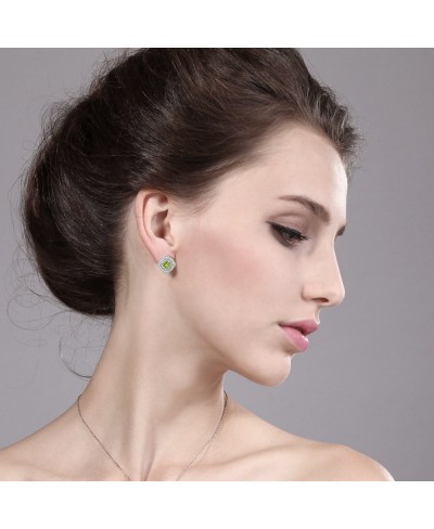 1.00 Ct Round Green Peridot with Diamond Accent 18K Yellow Gold Plated Silver Stud Earrings $32.41 Stud