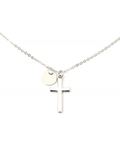 Women Necklace Pendant Fashion Simple Cross Round Alloy Pendant Chain Necklace Women's Jewelry Gift Birthday Gift for Mom Wom...