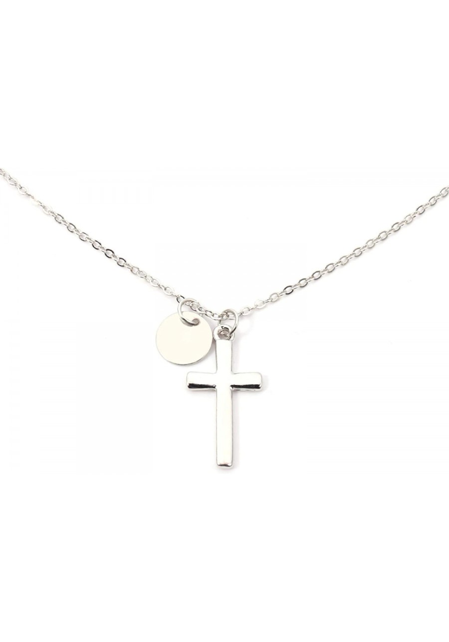 Women Necklace Pendant Fashion Simple Cross Round Alloy Pendant Chain Necklace Women's Jewelry Gift Birthday Gift for Mom Wom...