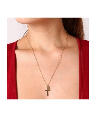 Women Necklace Pendant Fashion Simple Cross Round Alloy Pendant Chain Necklace Women's Jewelry Gift Birthday Gift for Mom Wom...