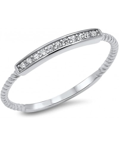Clear CZ Bar Promise Ring New .925 Sterling Silver Thin Toe Band Sizes 2-12 $13.75 Toe Rings