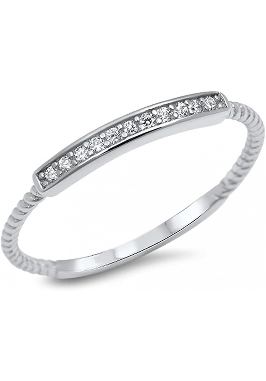 Clear CZ Bar Promise Ring New .925 Sterling Silver Thin Toe Band Sizes 2-12 $13.75 Toe Rings