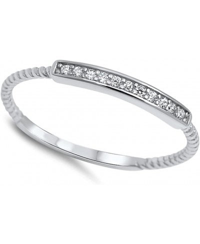 Clear CZ Bar Promise Ring New .925 Sterling Silver Thin Toe Band Sizes 2-12 $13.75 Toe Rings