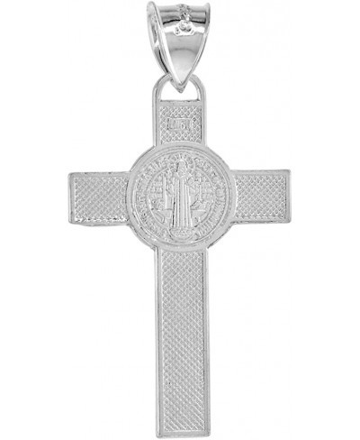 1.5 inch Sterling Silver St Benedict Crucifix Necklace for Men and Women High Polished 18-30 inch Chain $32.66 Pendants & Coins