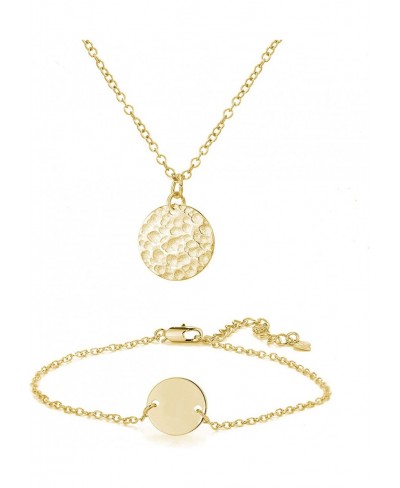 Women Disc Choker Necklace Set Delicate Coin Bracelet Full Moon Necklace Coin Necklace Simple Sequins Jewelry $9.30 Chokers