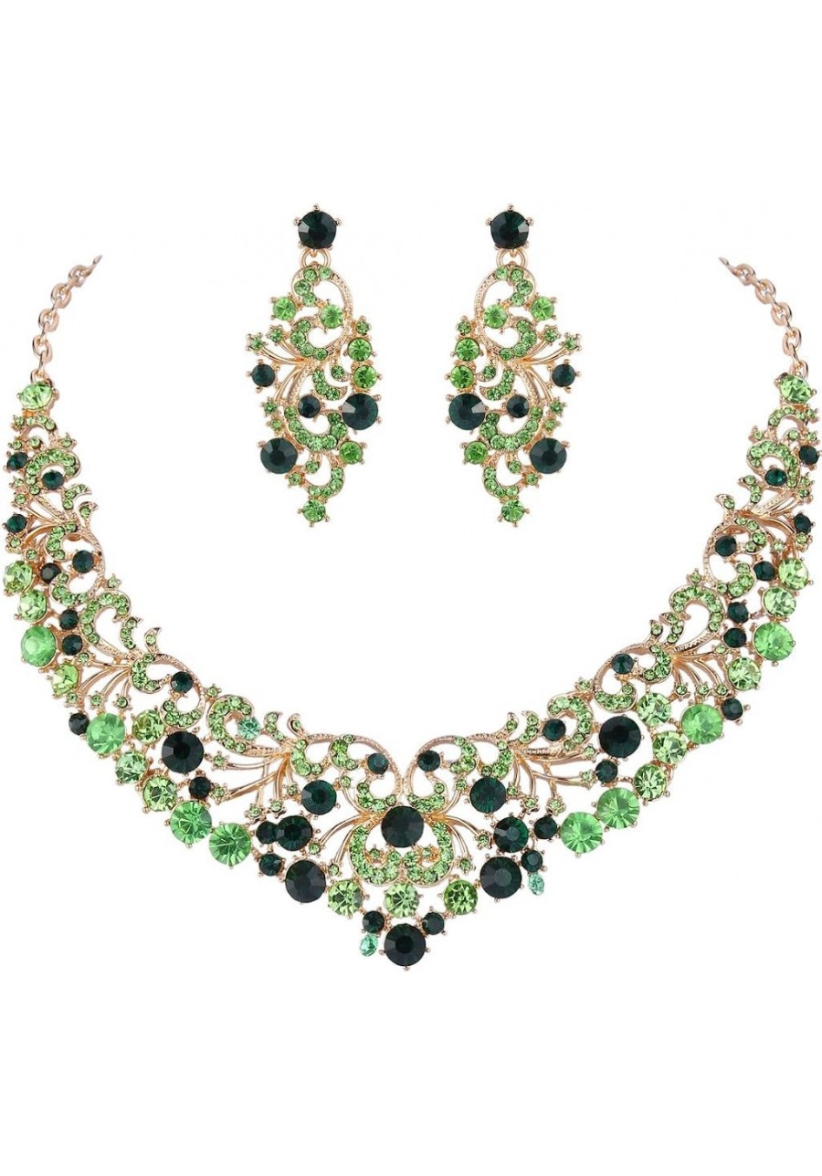 Women's Austrian Crystal Gorgeous Butterfly Floral Vine Necklace Earrings Set $20.31 Jewelry Sets