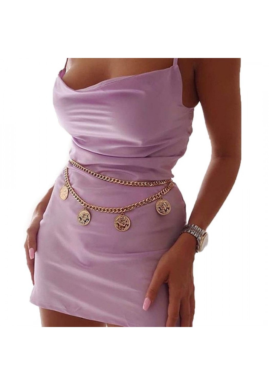 Boho Layered Body Chain Gold Coin Waist Chains Rave Party Body Jewelry Accessories for Women and Girls $15.15 Body Chains