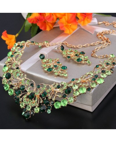 Women's Austrian Crystal Gorgeous Butterfly Floral Vine Necklace Earrings Set $20.31 Jewelry Sets