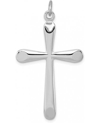 Rhodium-Plated Sterling Silver Polished Cross Pendant $49.82 Pendants & Coins