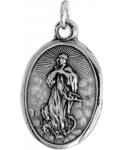 Sterling Silver Guardian Angel Medal Necklace Oxidized finish Oval 1.8mm Chain $37.40 Pendants & Coins