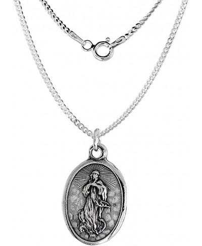 Sterling Silver Guardian Angel Medal Necklace Oxidized finish Oval 1.8mm Chain $37.40 Pendants & Coins