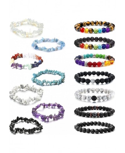 14-18Pcs Natural Gemstone Chakra Bracelets Crystal Healing Chip Gemstone Stretch Bracelets for Women Reiki Yoga Anxiety $16.4...