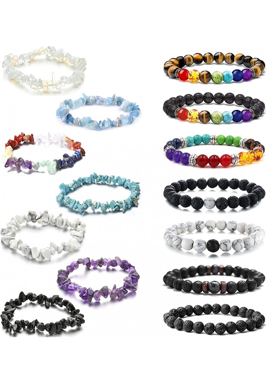 14-18Pcs Natural Gemstone Chakra Bracelets Crystal Healing Chip Gemstone Stretch Bracelets for Women Reiki Yoga Anxiety $16.4...