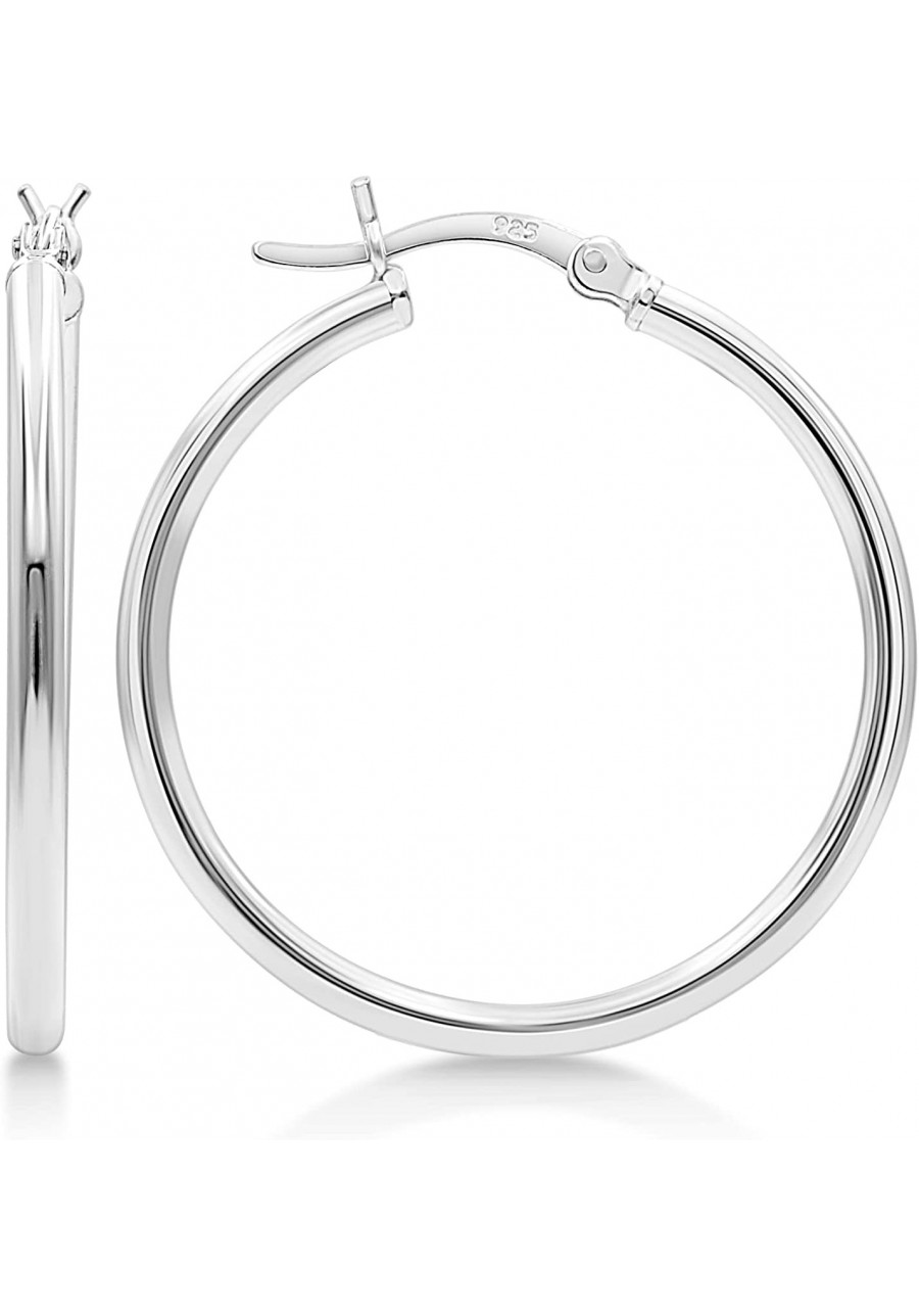 925 Sterling Silver Hoop Earrings 2mm High Polished Silver Hoops for Women Girls and Men Lightweight Jewelry Earring 10mm - 5...