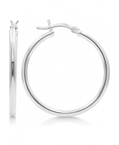 925 Sterling Silver Hoop Earrings 2mm High Polished Silver Hoops for Women Girls and Men Lightweight Jewelry Earring 10mm - 5...