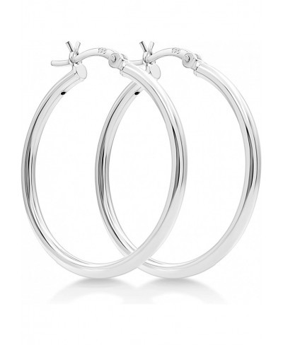 925 Sterling Silver Hoop Earrings 2mm High Polished Silver Hoops for Women Girls and Men Lightweight Jewelry Earring 10mm - 5...