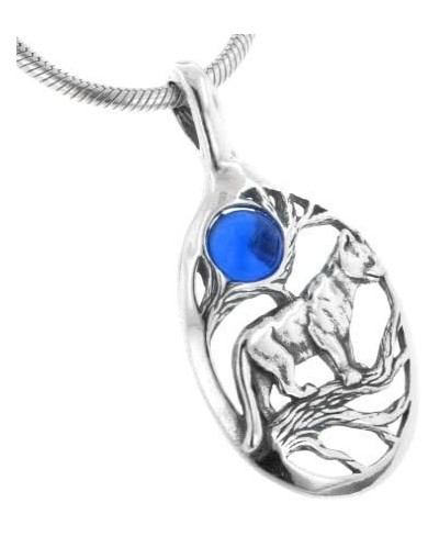 Blue Full Moon Panther/Cougar/Mountain Lion Cat in Tree Scene Sterling Silver Slide Pendant $41.71 Pendants & Coins