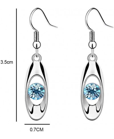 Earrings Women Round Cut Rhinestone Inlaid Water Drop Dangle Hook Earrings Jewelry Gift Sea Blue $5.58 Drop & Dangle