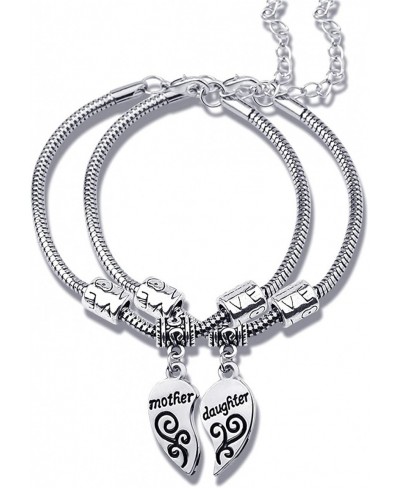2pcs Matching Heart Mother Daughter Bracelets Mom Gift from Daughter Mother Daughter Jewelry Set $7.80 Bangle