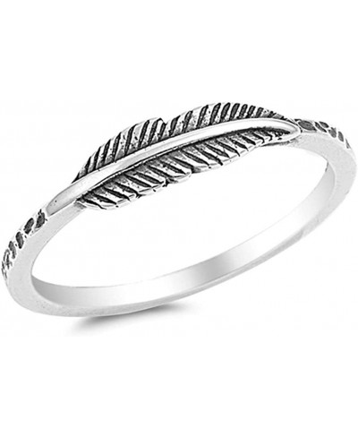 Oxidized Leaf New Designs Feather Ring Silver Band For Women's Girls and Teen Girls Best Gift $26.54 Bands