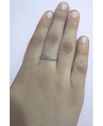 Oxidized Leaf New Designs Feather Ring Silver Band For Women's Girls and Teen Girls Best Gift $26.54 Bands