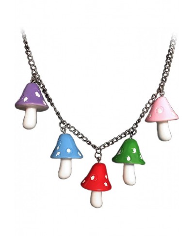 Harajuku Cute Colorful Mushroom Pendant Necklace Lovely Punk Choker Cyrstal Mushroom Necklaces for Women Girls Jewelry $9.16 ...