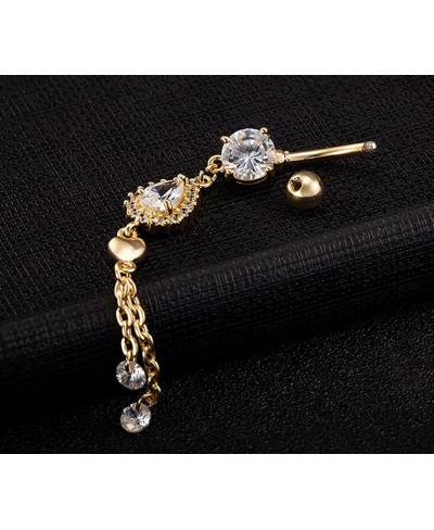 Long Dangling Bling Crystal Belly Rings Piercing Jewelry Steel Body Dangle Belly Bellow Button Navel Ring $10.94 Piercing Jew...