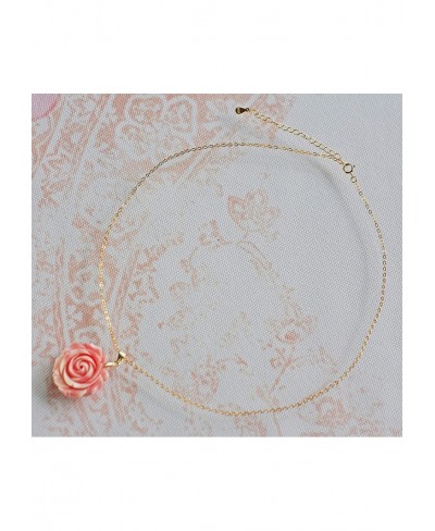 Sterling Silver Pink Rose Necklace 16+2" (Sterling Silver Big Rose) $24.54 Chokers