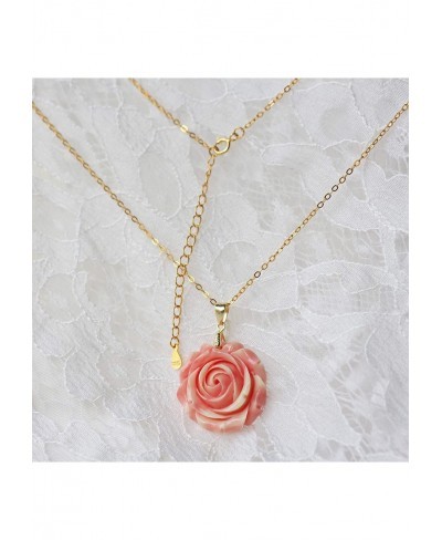 Sterling Silver Pink Rose Necklace 16+2" (Sterling Silver Big Rose) $24.54 Chokers