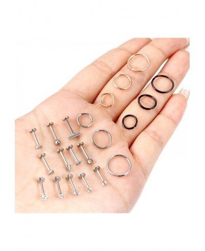 18G 20G Threadless Push in Nose Rings for Women 316L Surgical Stainless Steel L Shaped Nose Studs Screw Bone Nose Rings Hoops...