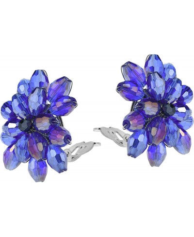 Dazzling Purple Chrysanthemum Floral Fashion Crystal Clip On Earrings $16.25 Clip-Ons