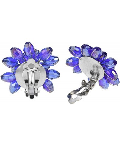 Dazzling Purple Chrysanthemum Floral Fashion Crystal Clip On Earrings $16.25 Clip-Ons