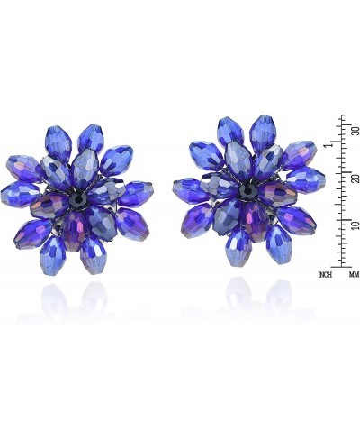 Dazzling Purple Chrysanthemum Floral Fashion Crystal Clip On Earrings $16.25 Clip-Ons