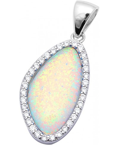 Beautiful Lab Created Opal & Cubic Zirconia .925 Sterling Silver Pendant $19.97 Pendants & Coins