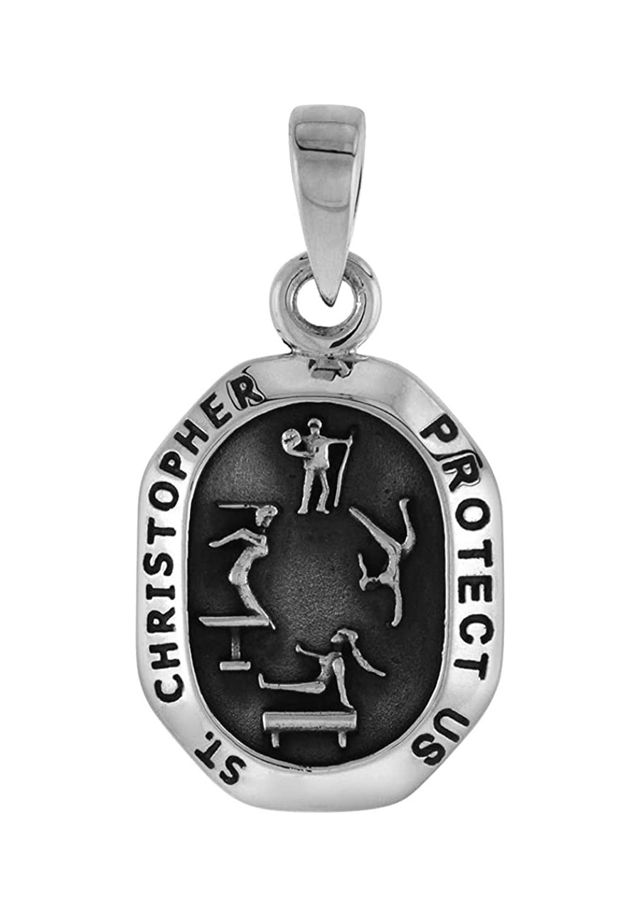 Sterling Silver Saint Christopher Charm for Gymnastics 1 1/16 inch Tall $23.97 Pendants & Coins