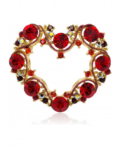 Gold-tone Swarovski Element Crystals Fancy Valentine Heart Pin Brooch $35.61 Brooches & Pins