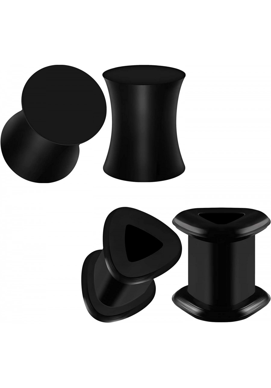 2 Pairs Silicone Black Double Flared Saddle Piercing Jewelry Stretcher Ear Solid Plugs Earring Lobe Flesh Triangle Tunnel $11...