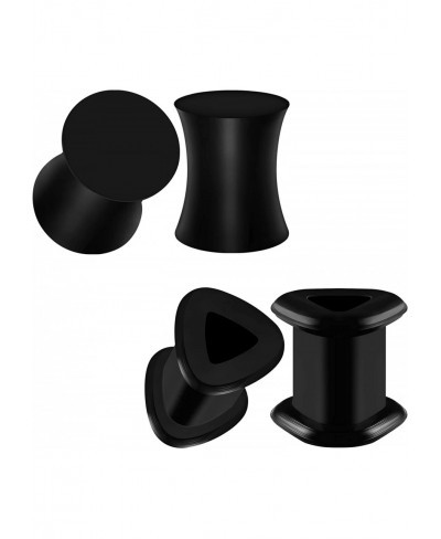 2 Pairs Silicone Black Double Flared Saddle Piercing Jewelry Stretcher Ear Solid Plugs Earring Lobe Flesh Triangle Tunnel $11...