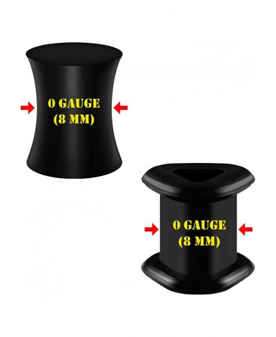 2 Pairs Silicone Black Double Flared Saddle Piercing Jewelry Stretcher Ear Solid Plugs Earring Lobe Flesh Triangle Tunnel $11...