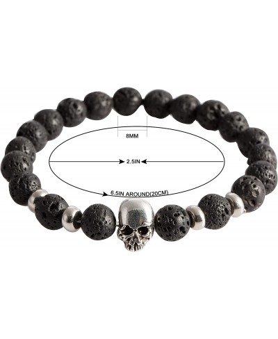 Antiqued Skull Amulet Bangle 8MM Natural Gemstone Chakra Beads Strand Handmade Beaded Elastic Bracelet $14.28 Strand