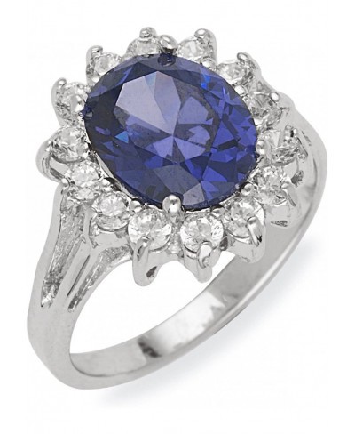 Sterling Silver Oval Created Tanzanite Princess Diana/Kate Middleton Ring $36.71 Statement